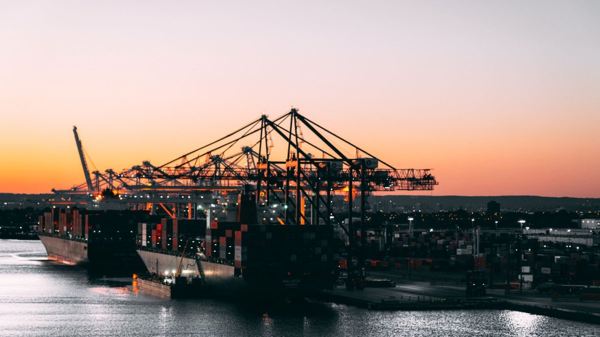 shipping port sunset view
