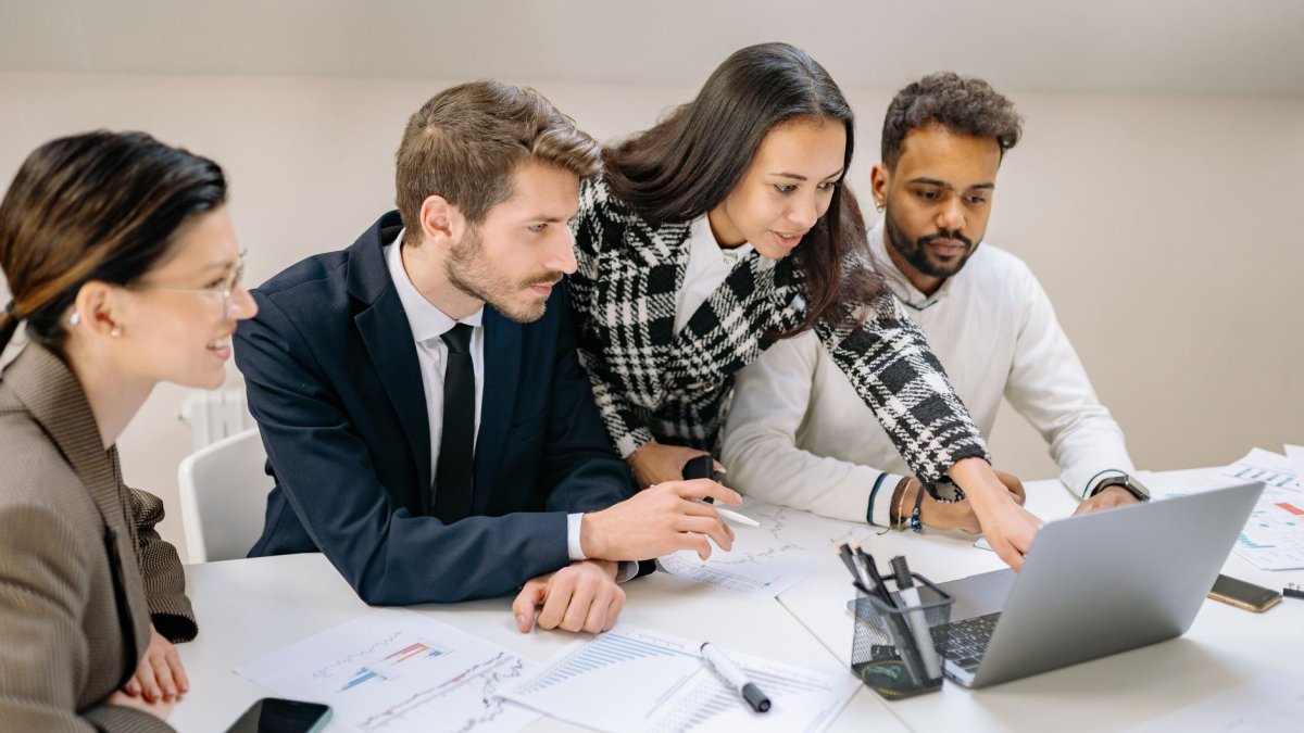 professional team collaborating office