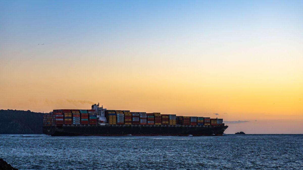 shipping container logistics sunset